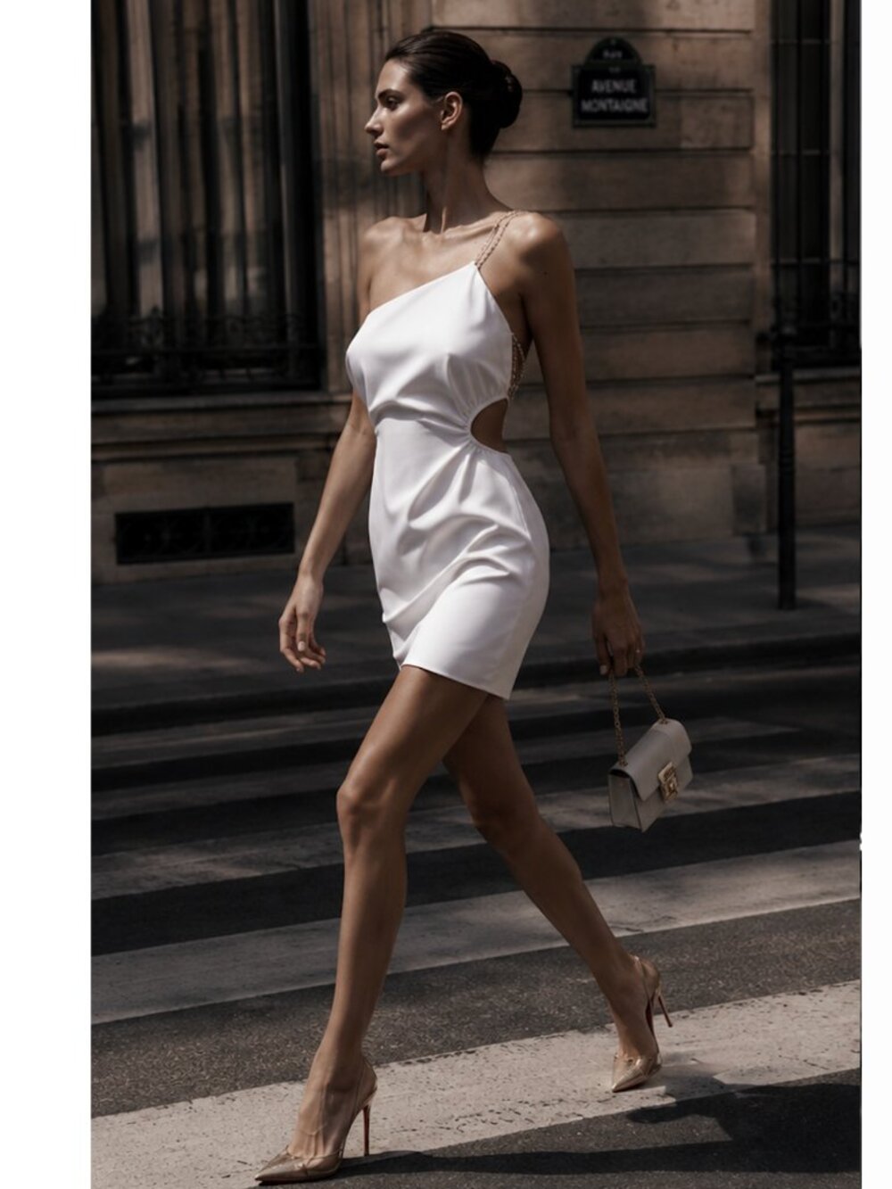 Zara White Cut-Out Mini Dress Sz M NWT